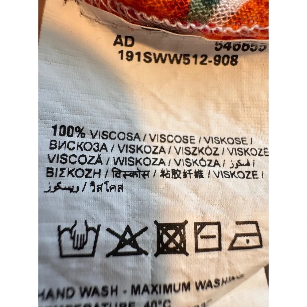 OVS Floral Maxi Skirt Swim Cover White Red Multi Viscose Elastic Waist S/M